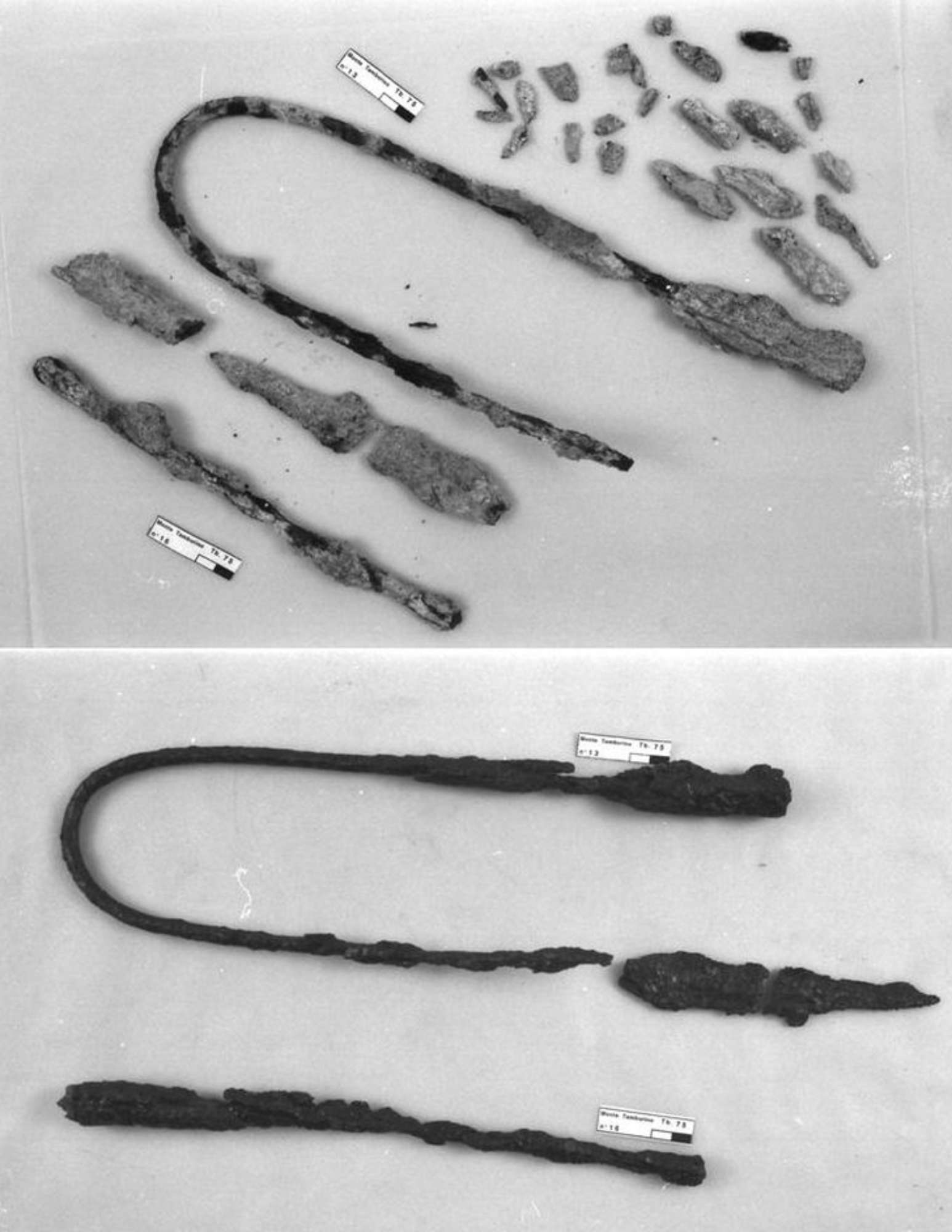 cuspide di giavellotto in ferro, puntale di giavellotto in ferro prima del restauro